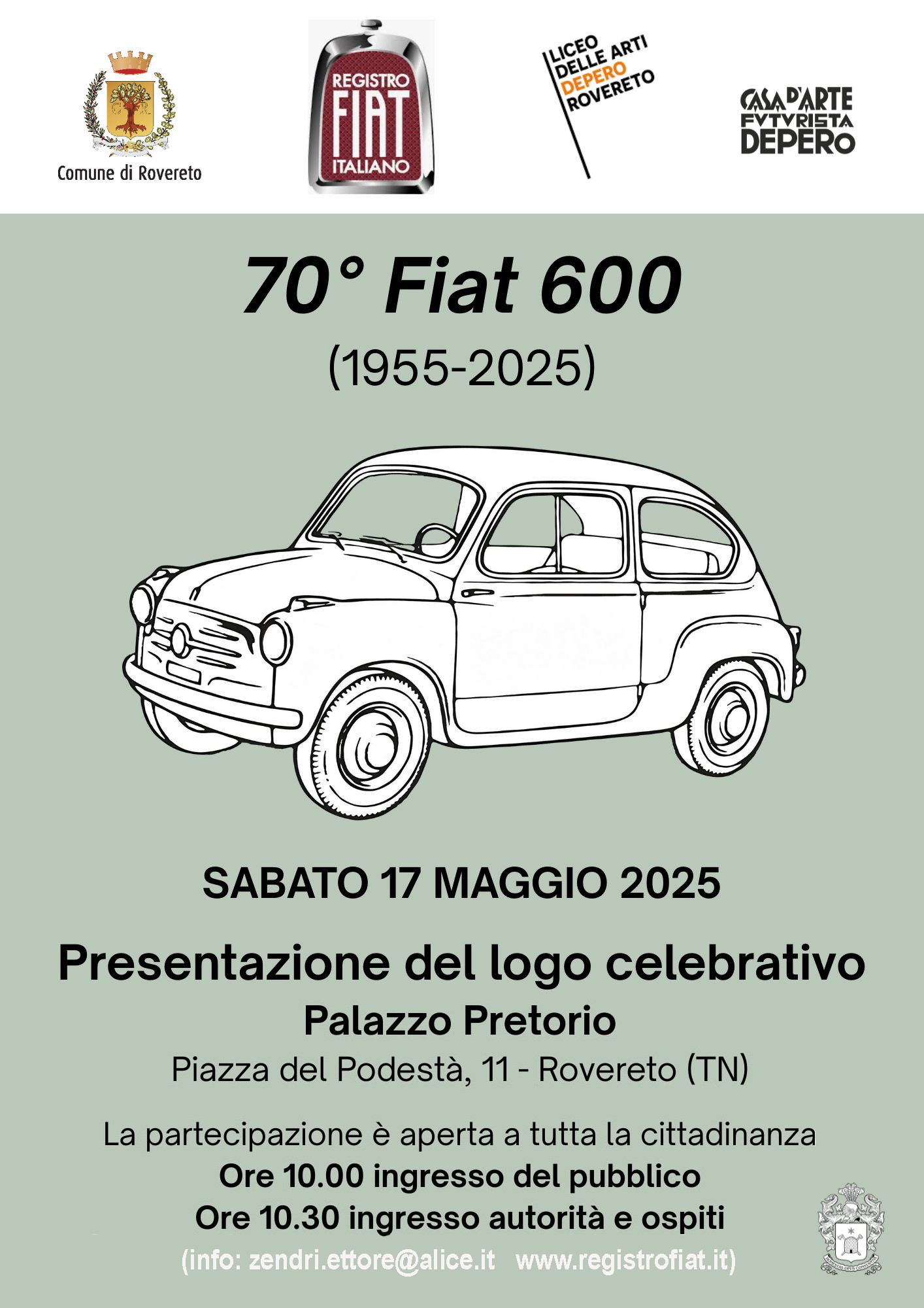 locandina LOGO 70 anni FIAT 600
